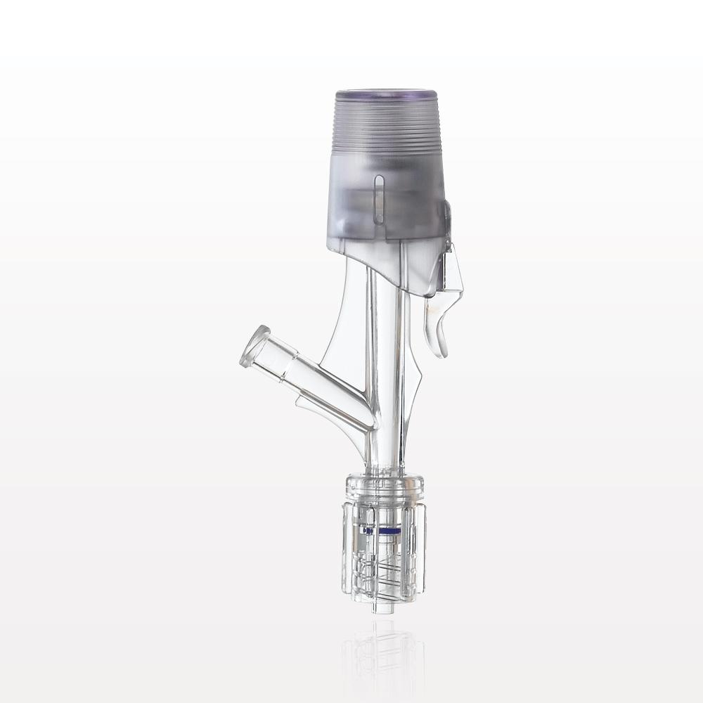 One Handed Hemostasis Valve Y Connector, Rotating Male Luer Lock, Female Luer Lock Sideport