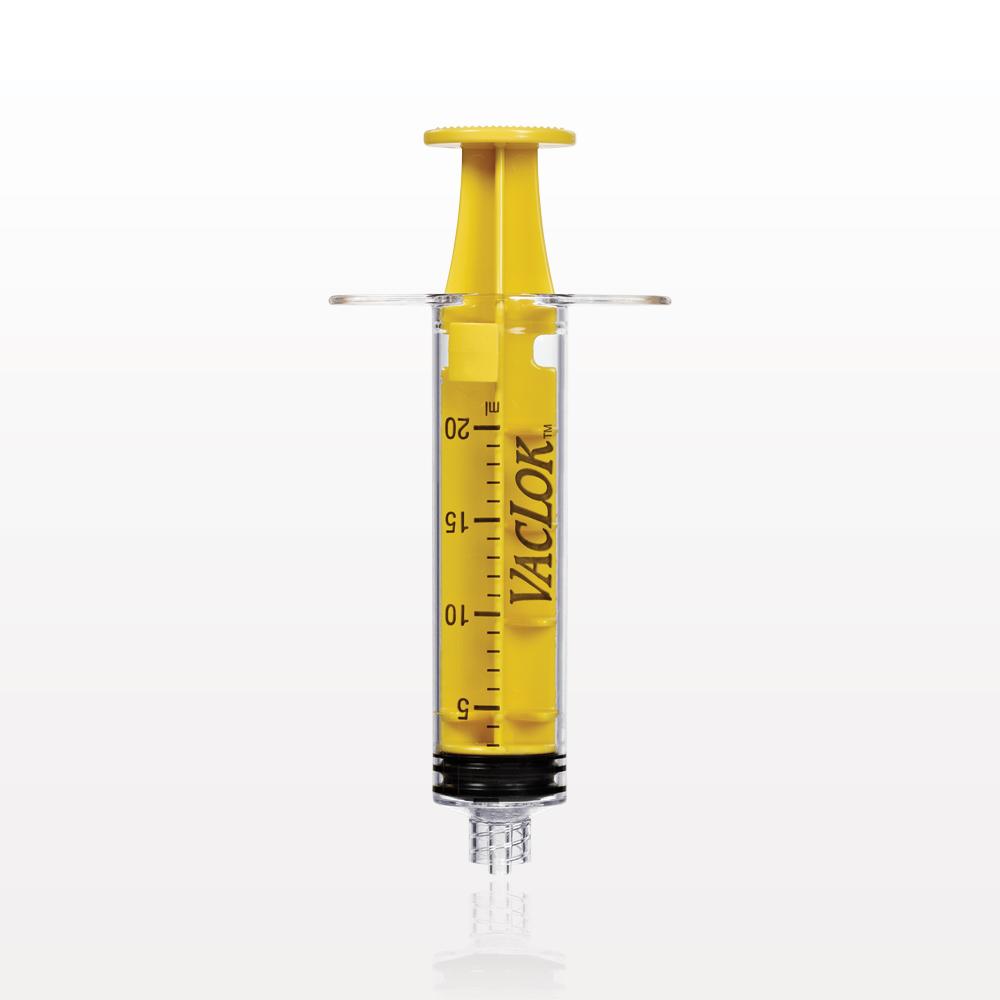 VacLok® Negative Pressure Syringe, Male Luer Lock, Yellow