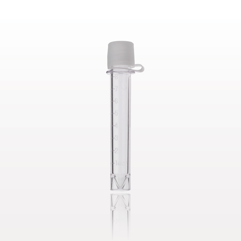 Collection Vial w/Screw Cap on Strap, Clear