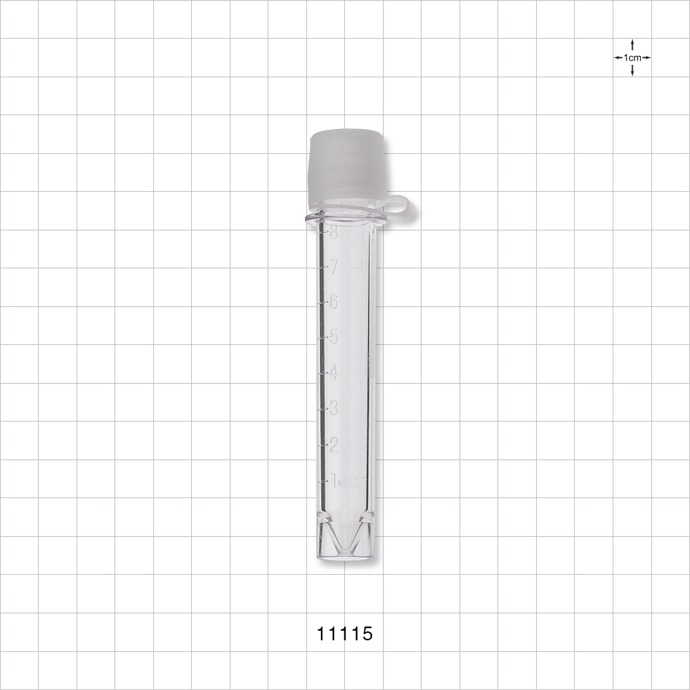 Collection Vial w/Screw Cap on Strap, Clear