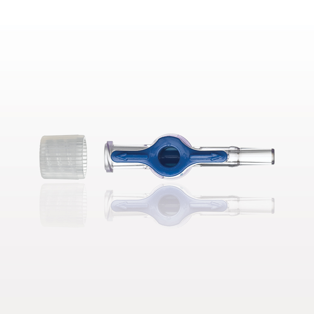 1-Way Stopcock, Female Luer Lock, Male Luer Slip, 90 Degree Turn Handle, Non-Vented Cap