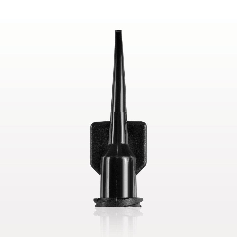 Fine Curved Dispensing Tip, Female Luer Lock, Black