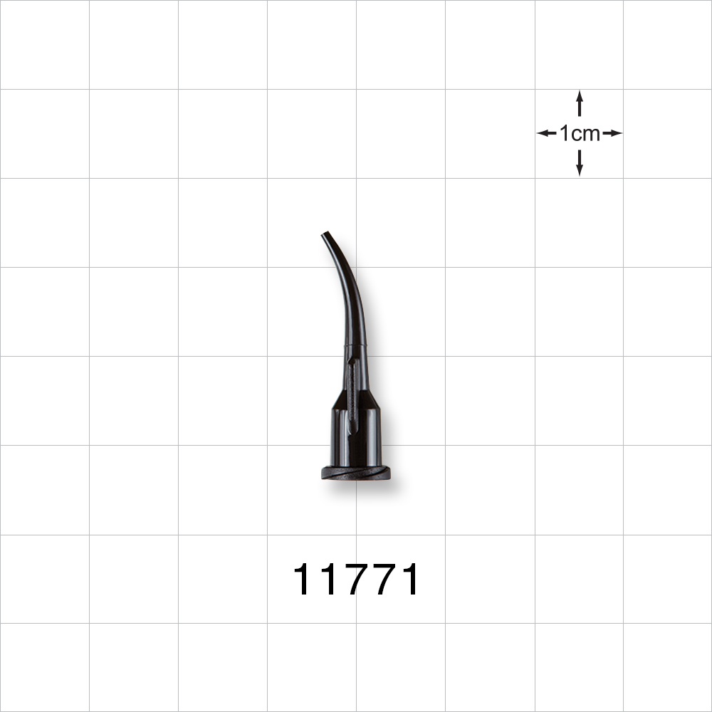 Fine Curved Dispensing Tip, Female Luer Lock, Black