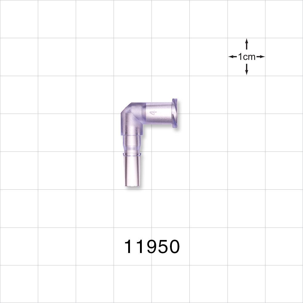 Elbow Connector, Female Luer Lock, Male Luer Slip, Clear