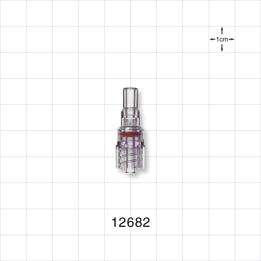 Rotating Male Luer Lock, Tubing Port, Clear