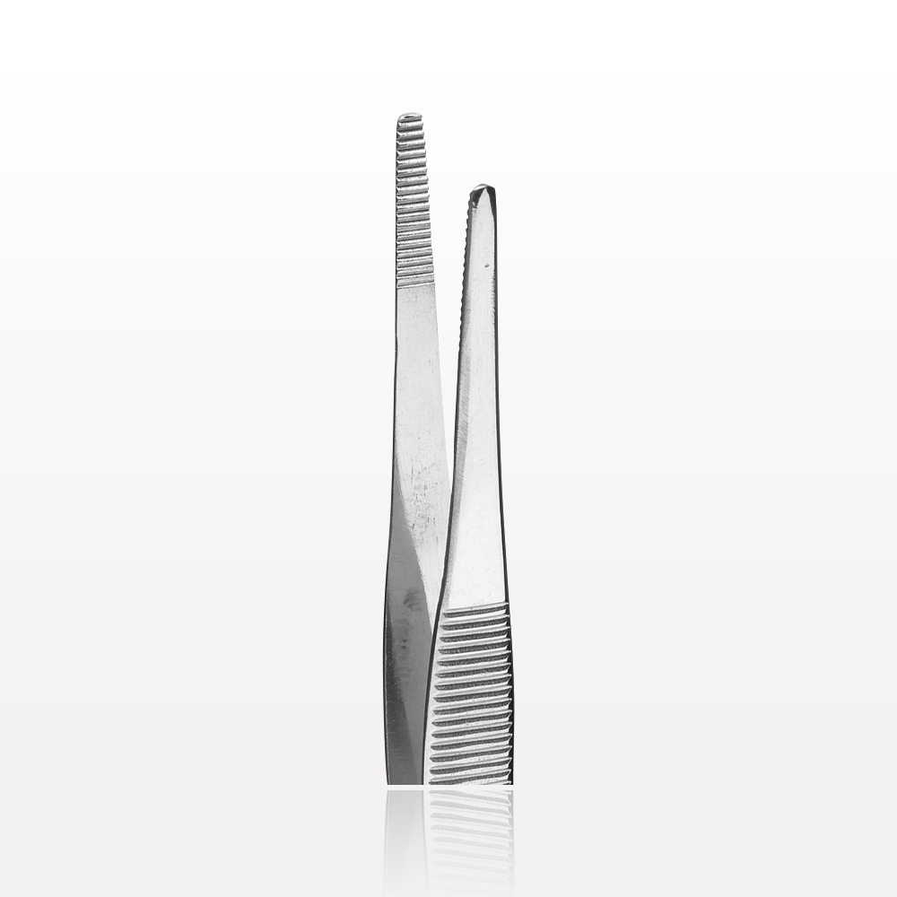 Single-Use Dressing Forceps, Serrated Tips, Mirror Finish