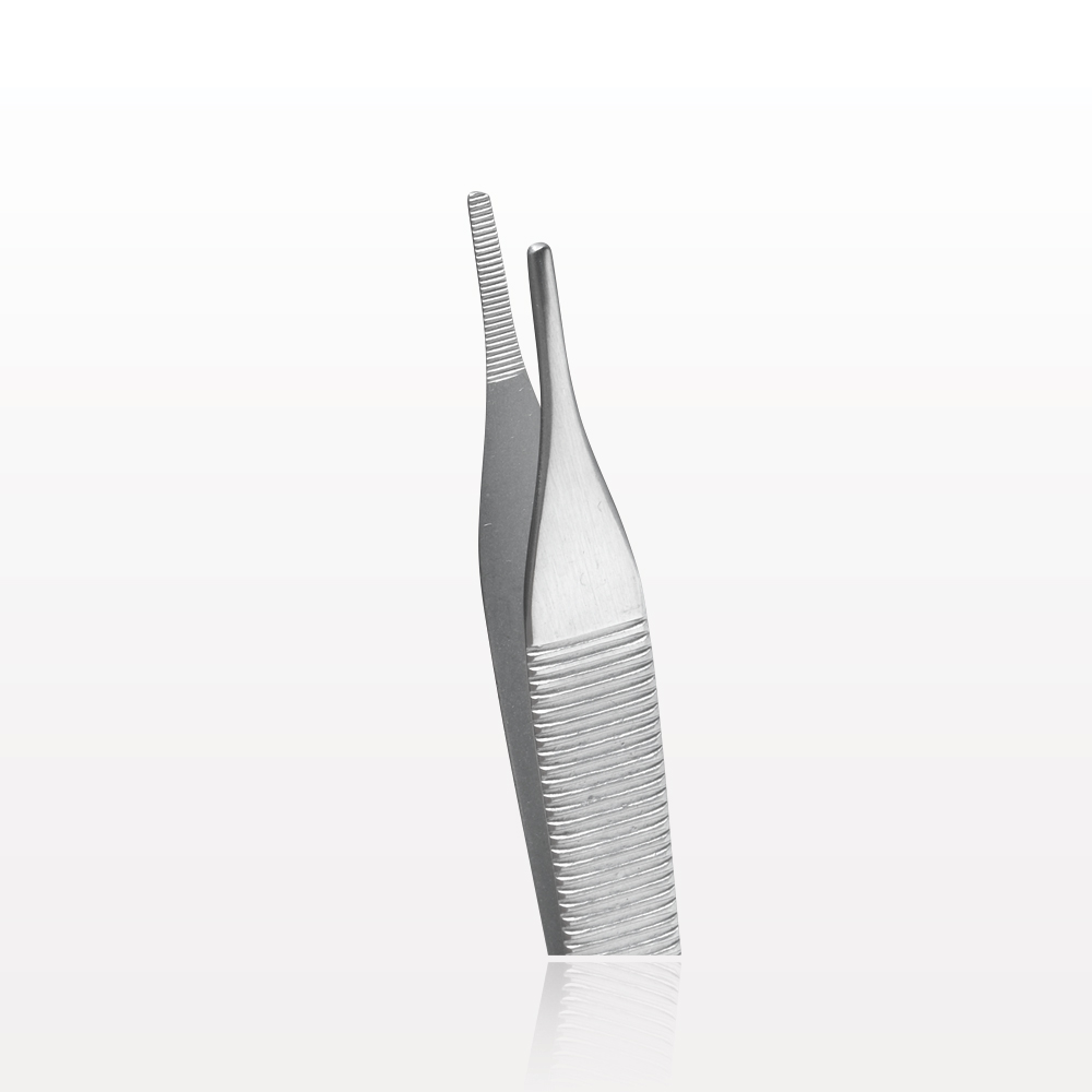 Single-Use Adson Tweezer Forceps, Serrated Tips, Satin Finish