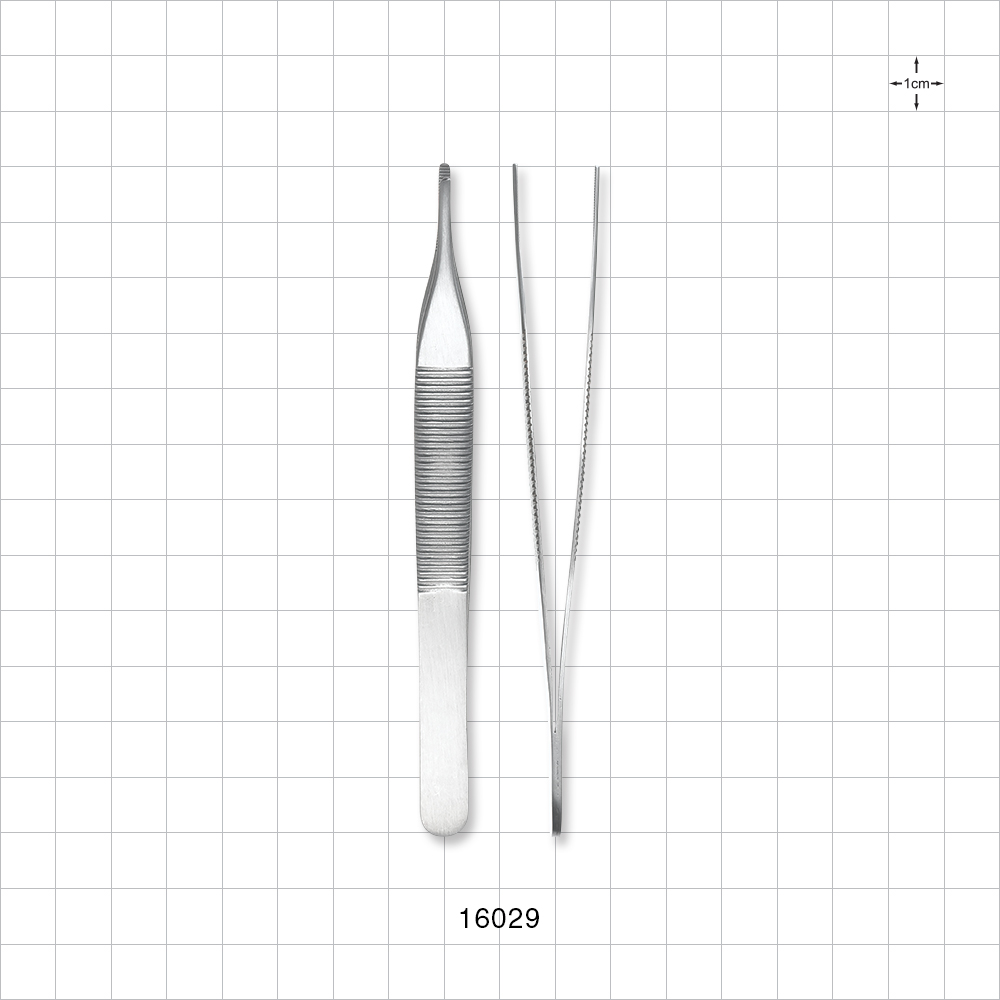 Single-Use Adson Tweezer Forceps, Serrated Tips, Satin Finish