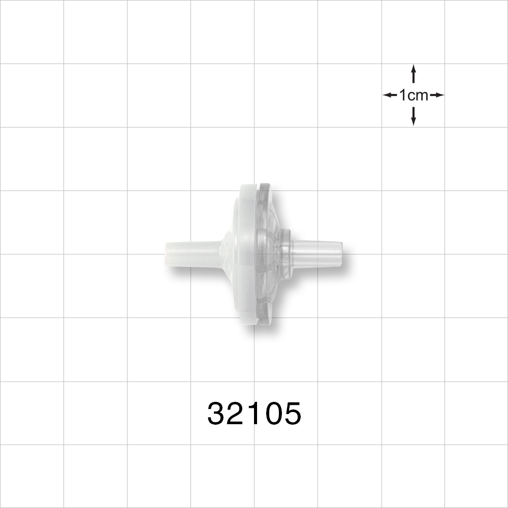 Transducer Protector, White Male Luer Slip Inlet, Clear Male Luer Slip Outlet