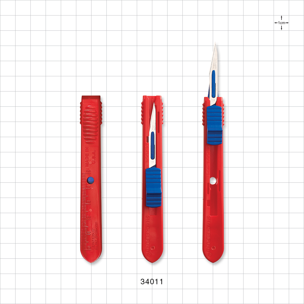 Safety Scalpel, Blue Thumb Slider, #11; 100/Box