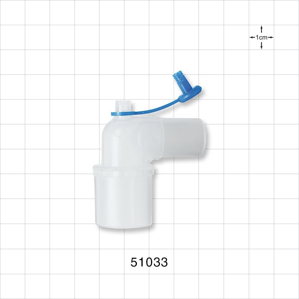 Elbow Connector, Female Luer Lock Port w/Plug