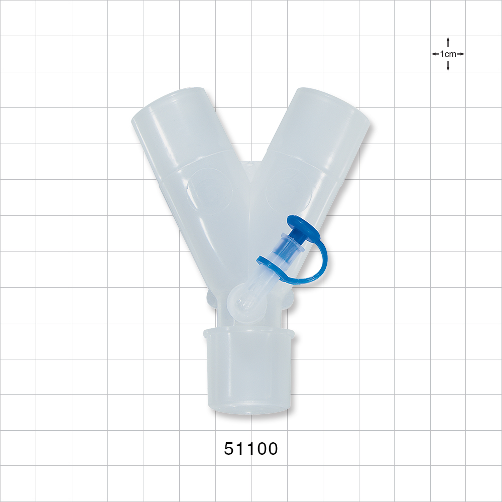 Y Connector, Tubing Ports, Side Port w/ Plug, Natural