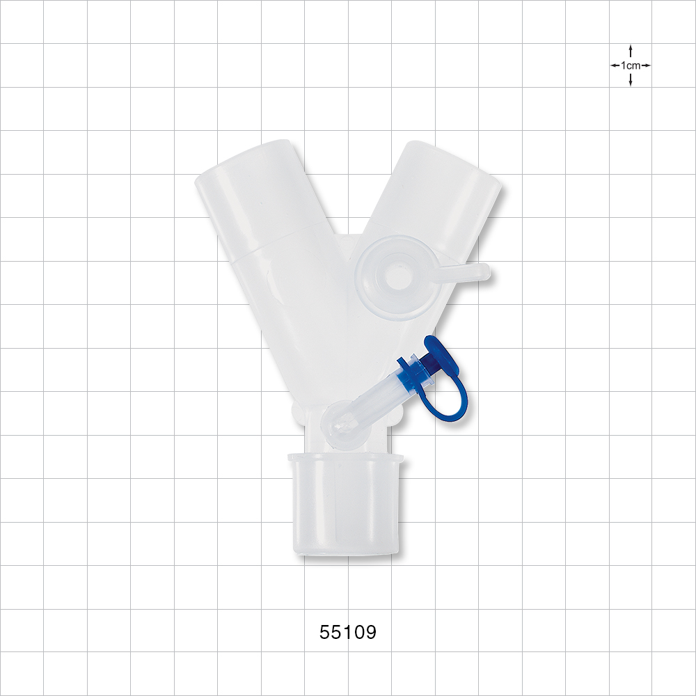 Y Connector, Tubing Ports, Side Port w/ Plug, Natural