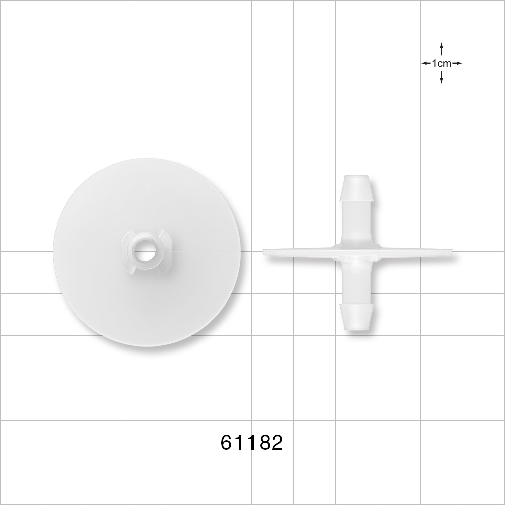 Bag Port Flange with Opposable Barbs, Natural