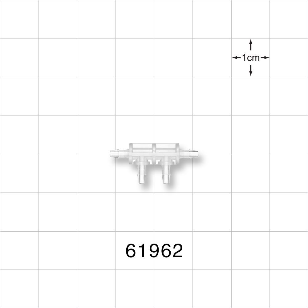 4-port Thru Flow Double Elbow Style Manifold, Barbed, Natural