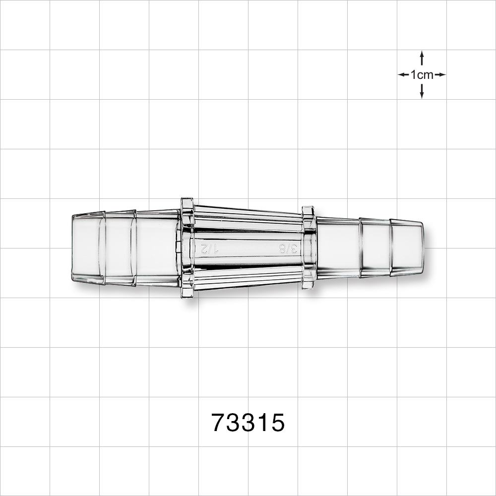 Straight Connector, Reducer, Barbed, Clear