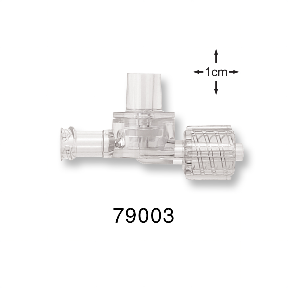 Dual Check Valve, Tubing Port Inlet, Male Luer Lock with Swivel Nut Outlet, Female Luer Control Port