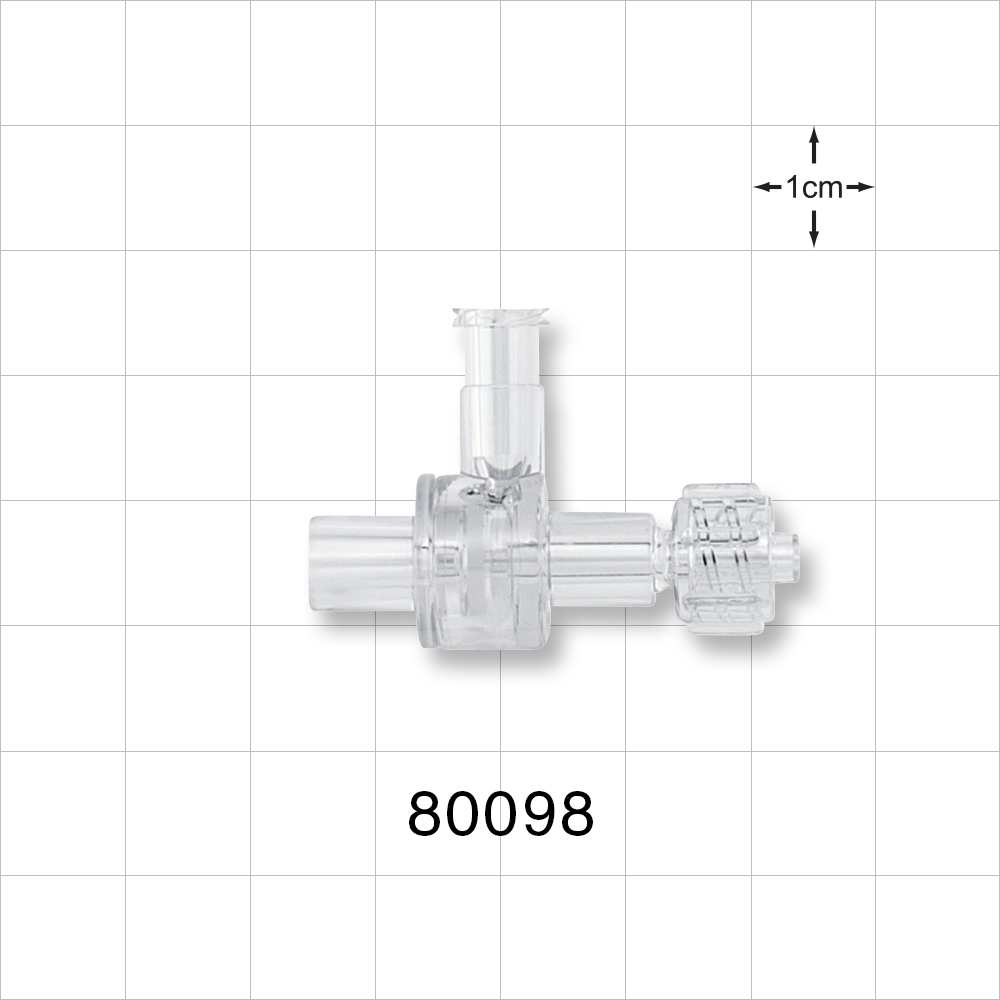 Dual Check Valve, Female Luer Lock Inlet, Male Luer Lock Outlet, Tubing Control Port