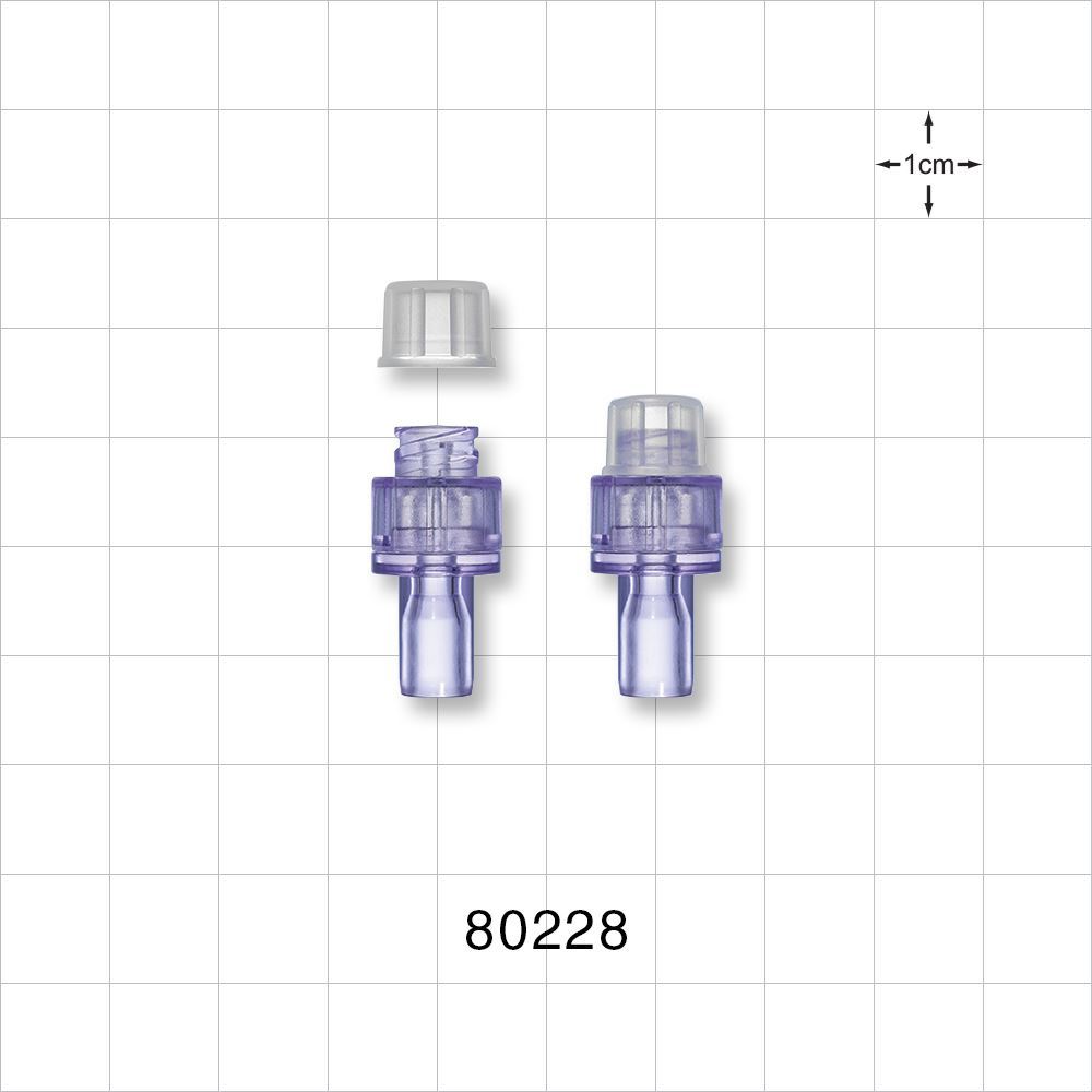 Needleless Injection Site, Swabbable with Hermetic Seal, Female Luer Lock, Cap, Tubing Port