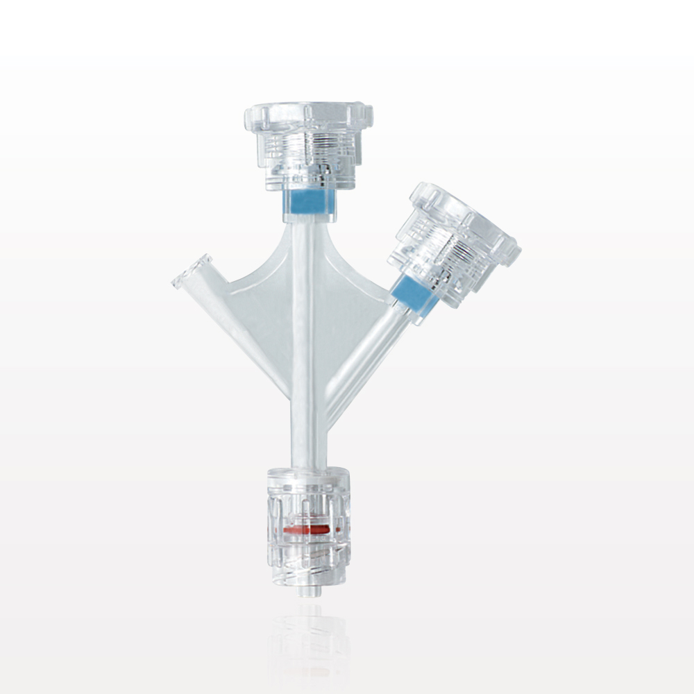 Double Hemostasis Valve Y Connector, Rotating Male Luer Lock, Female Luer Lock Sideport