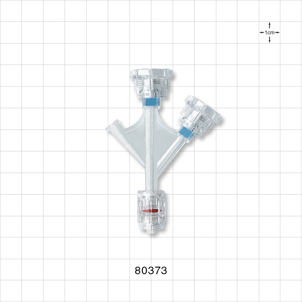 Double Hemostasis Valve Y Connector, Rotating Male Luer Lock, Female Luer Lock Sideport