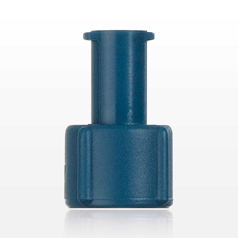 Tuohy Borst Adapter Cap, Female Luer Lock, Blue