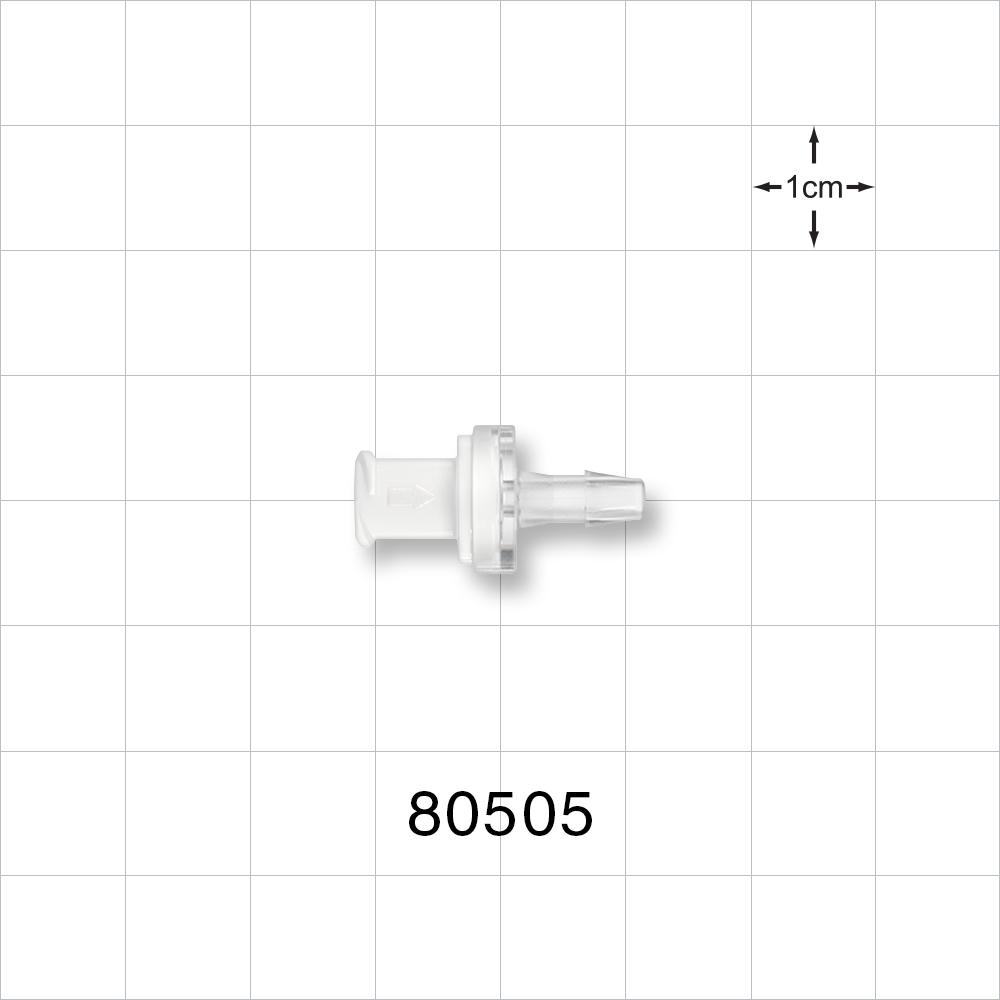 Check Valve, Female Luer Lock Inlet, Barbed Outlet