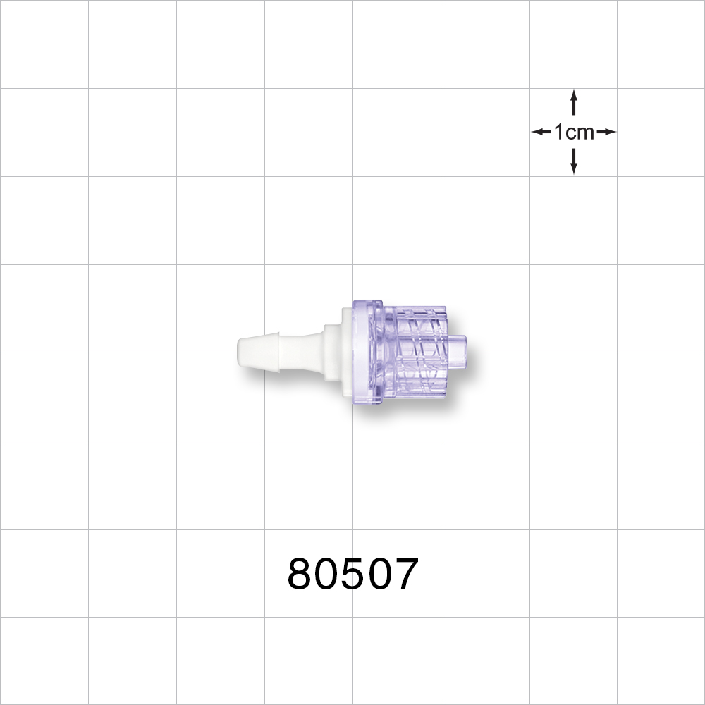 Check Valve, Barbed Inlet, Male Luer Lock Outlet