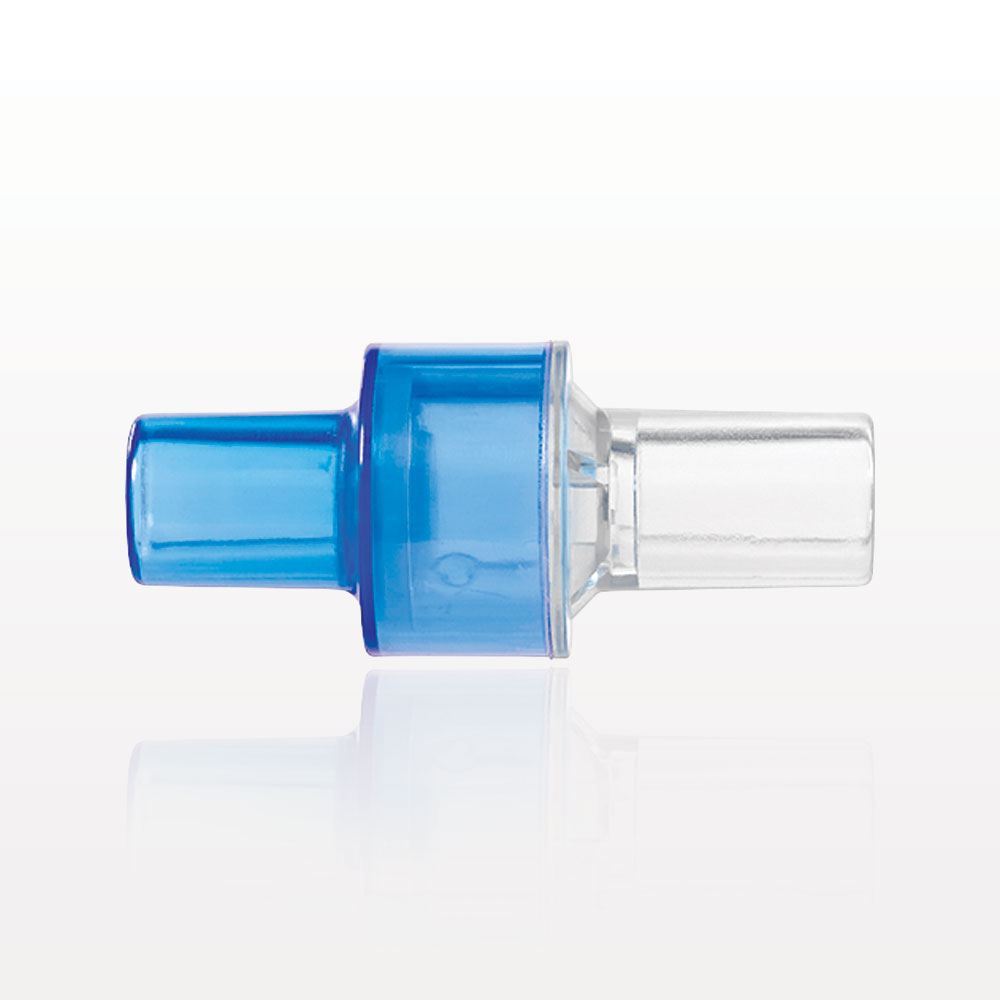 High-Flow Check Valve, Blue Inlet, Clear Outlet