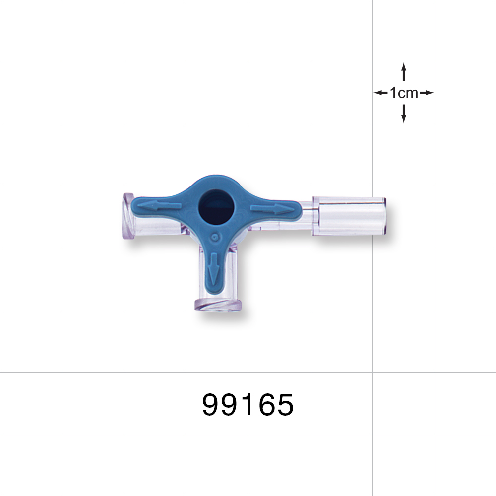 4-Way Stopcock, 2 Female Luer Locks, Tubing Port