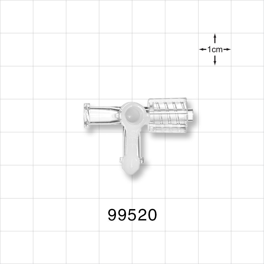 3-Way Stopcock, 2 Female Luer Locks, Male Luer with Spin Lock