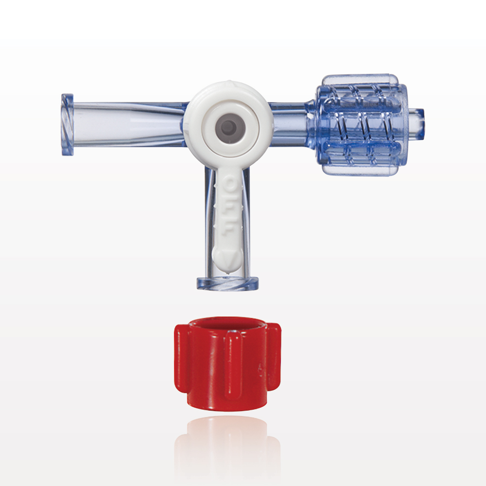 3-Way Stopcock, 2 Female Luer Locks, Swivel Male Luer Lock, Vented Cap