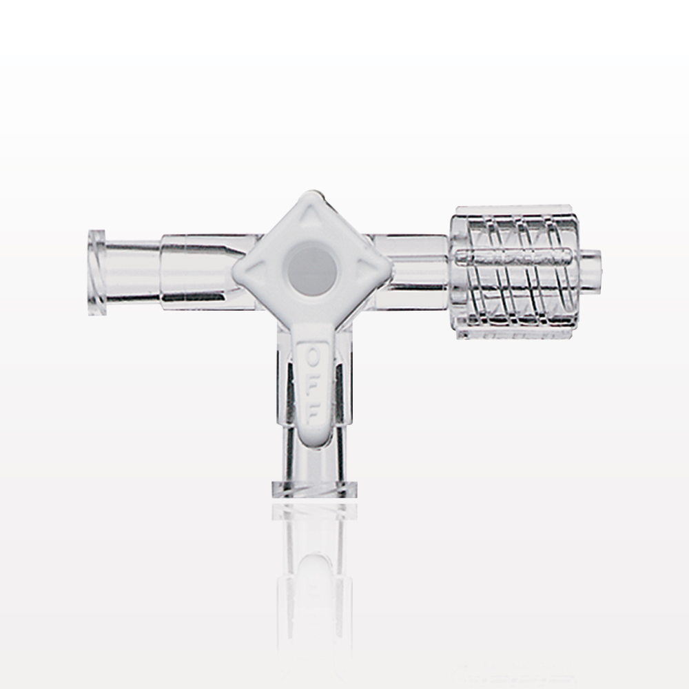 3-Way Stopcock, 2 Female Luer Locks, Swivel Male Luer Lock