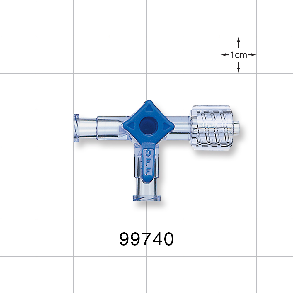 3-Way Stopcock, 2 FLL, Swivel MLL