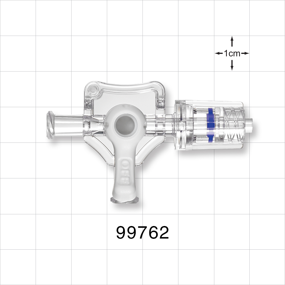 3-Way Stopcock, 2 Female Luer Locks, Rotating Male Luer Lock