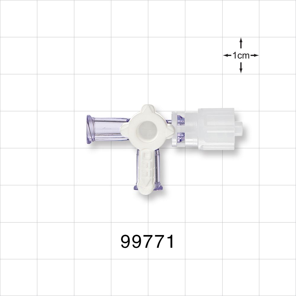 3-Way Stopcock, 2 Female Luer Locks, Rotating Male Luer Lock