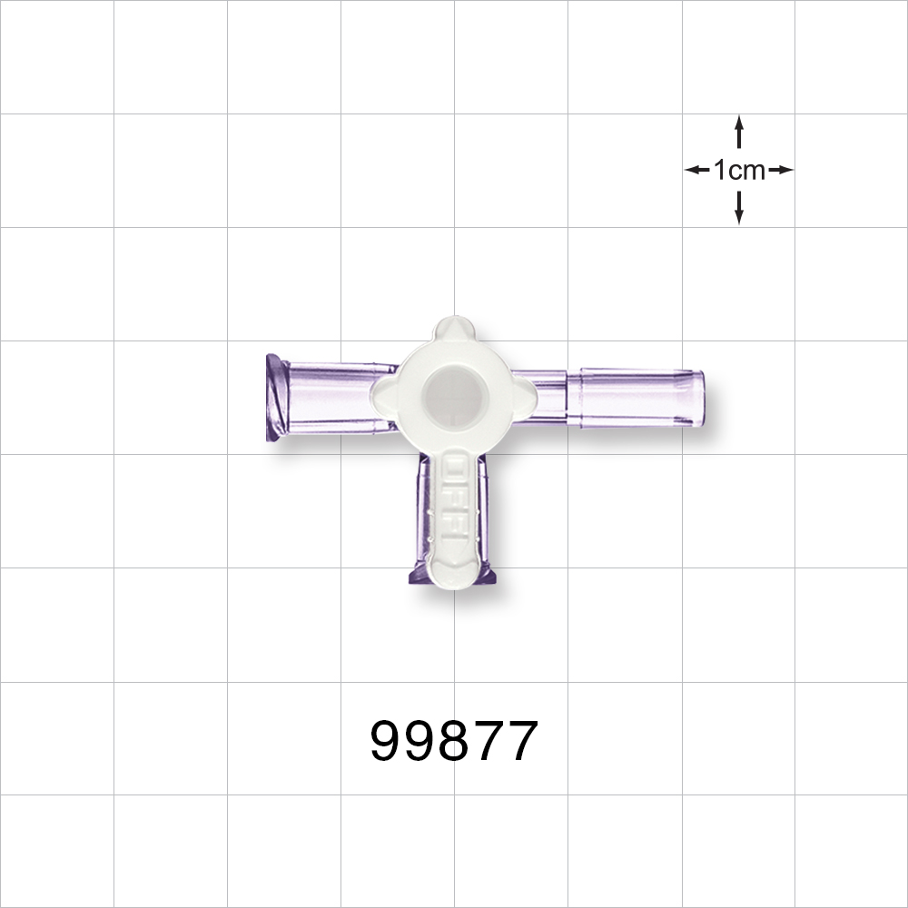 3-Way Stopcock, 2 Female Luer Locks, Tubing Port