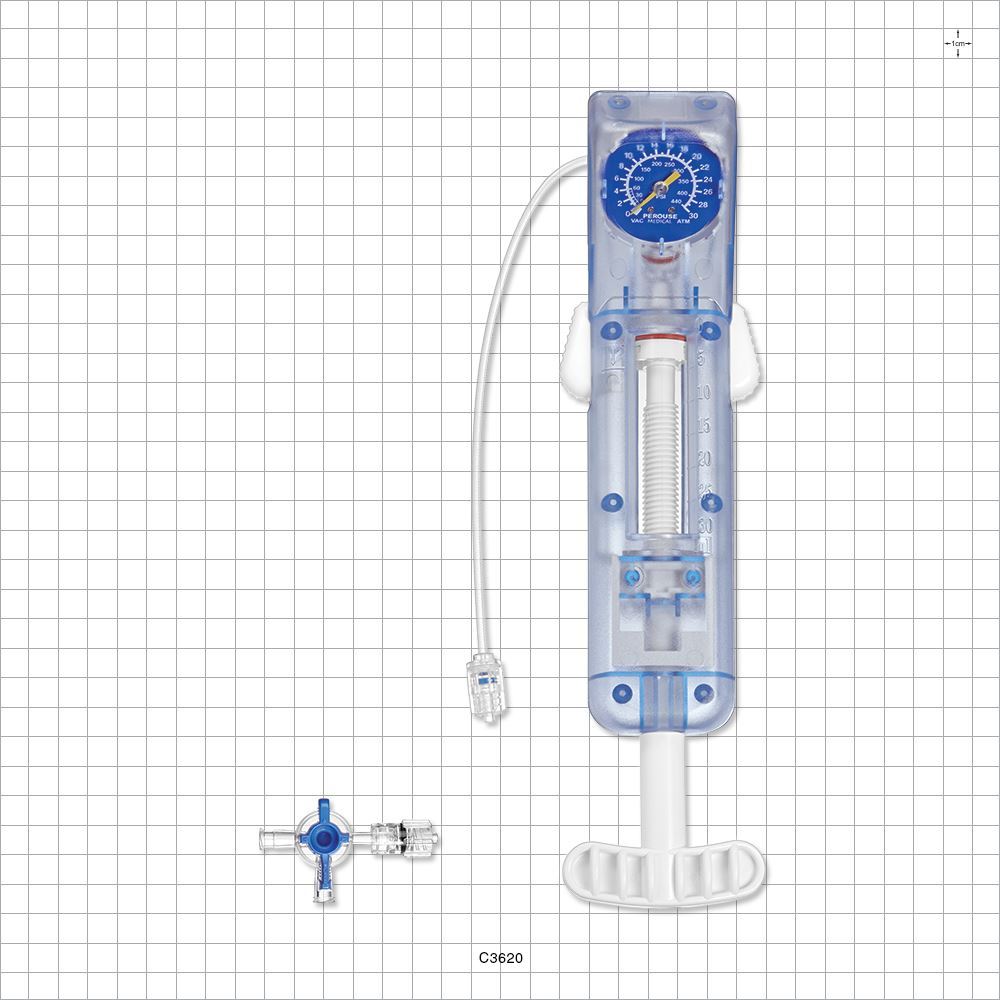 Pressure Inflation Syringe, Individually Packaged with 3-Way Stopcock